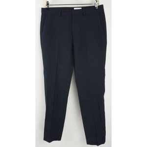New Topman Topshop Men's 32 x 30 Navy Blue Woven Textured Flat Front Dress Pants